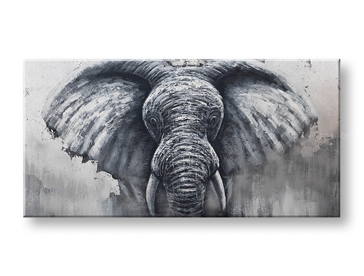 E-shop Maľovaný obraz na stenu SLON 140x70 cm