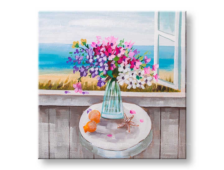 Levně Malovaný nástěnný obraz KVĚTINY VE VÁZE 1-dílný CFAZH5149E1 - 60x60 cm