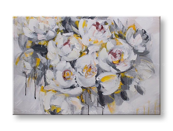 Levně Malovaný nástěnný obraz KVĚTINY 1 díl 90x60 cm CFAZH5632E1