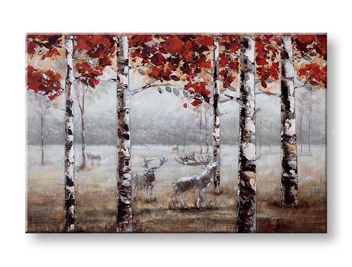 E-shop Maľovaný obraz na stenu PRECHÁDZKA LESOM 90x60 cm