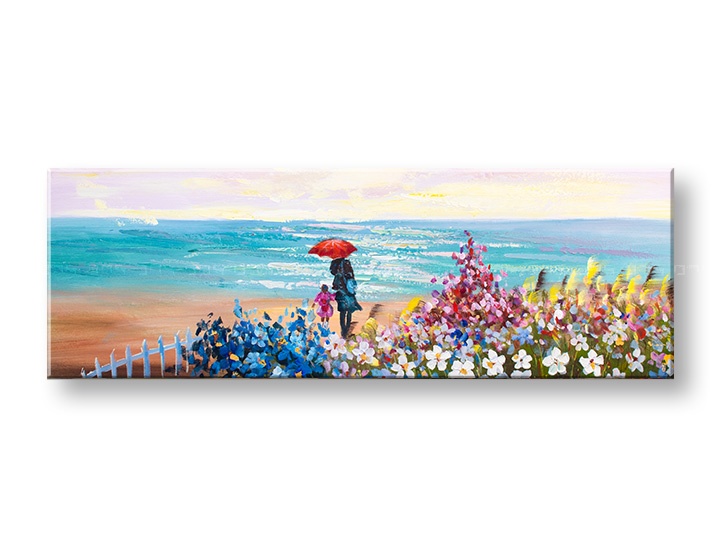 Levně Malovaný nástěnný obraz PLÁŽ 1 díl CFAZH6199E1 - 120x40 cm