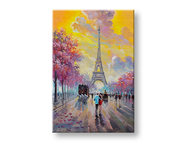 E-shop Maľovaný obraz na stenu PRECHÁDZKA V PARÍŽI 60x90 cm