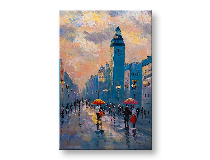 E-shop Maľovaný obraz na stenu PRECHÁDZKA MESTOM 60x90 cm