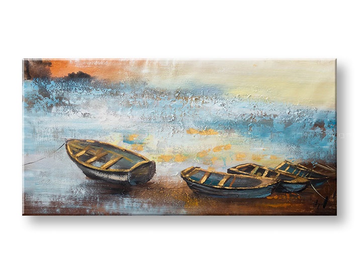 E-shop Maľovaný obraz na stenu LOĎKY 100x50 cm