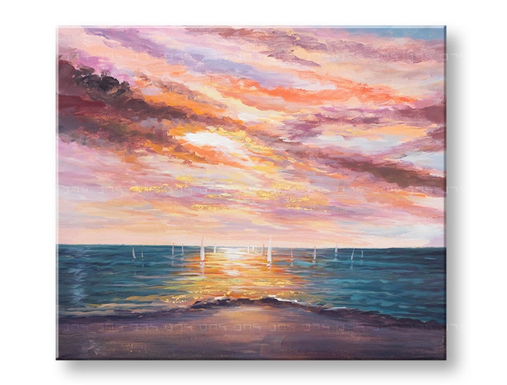 E-shop Maľovaný obraz na stenu ZÁPAD SLNKA 70x60 cm