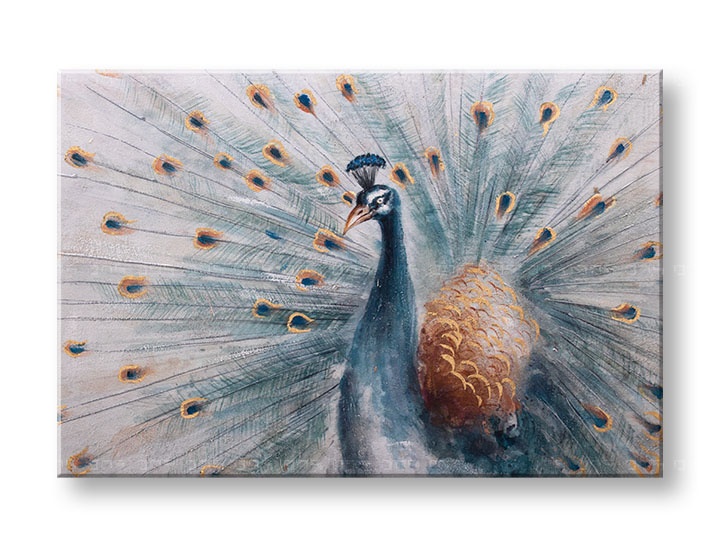 E-shop Maľovaný obraz na stenu PÁV 90x60 cm