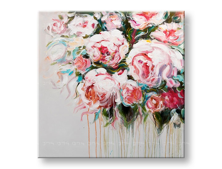 Levně Malovaný nástěnný obraz KVĚTINY 1 díl CWF1671WE1 - 70x70 cm