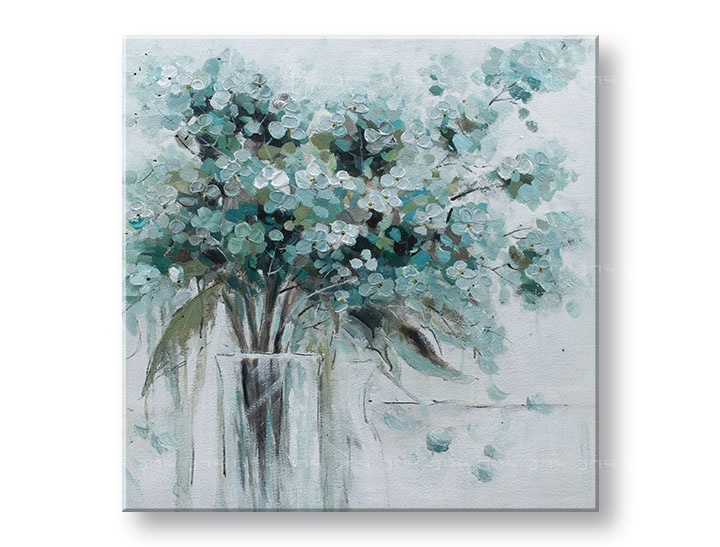 Levně Malovaný nástěnný obraz KVĚTINY VE VÁZE 1dílný 70x70 cm CWF1673WE1