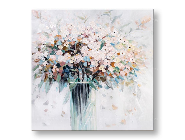 Levně Malovaný nástěnný obraz KVĚTINY VE VÁZE 1dílný 70x70 cm CWF1701WE1