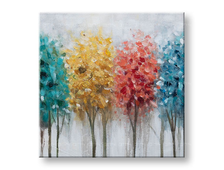 Levně Malovaný nástěnný obraz STROMY 1 díl 60x60 cm CWF1717HE1