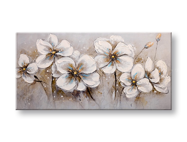 Levně Malovaný nástěnný obraz KVĚTINY 1 díl 100x50 cm CWF1786WE1
