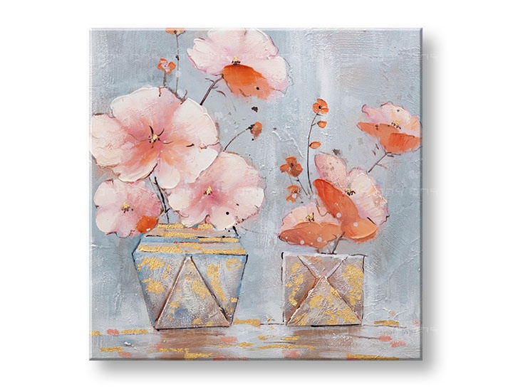 E-shop Maľovaný obraz na stenu KVETY VO VÁZE 60x60 cm