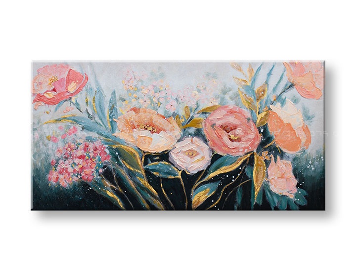 E-shop Maľovaný obraz na stenu KVETY 100x50 cm