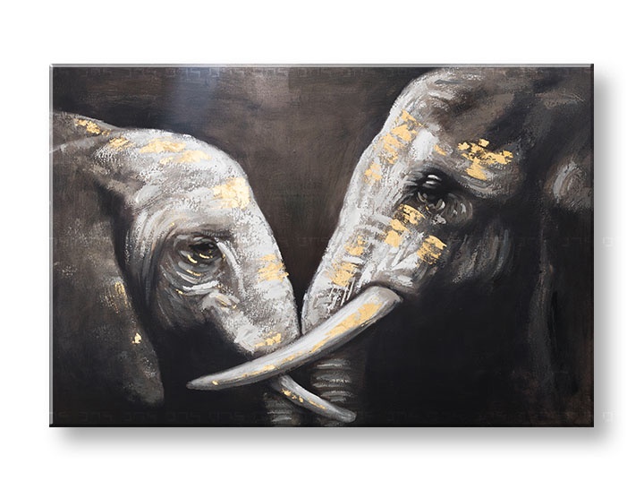 E-shop Maľovaný obraz na stenu SLONY 120x80 cm
