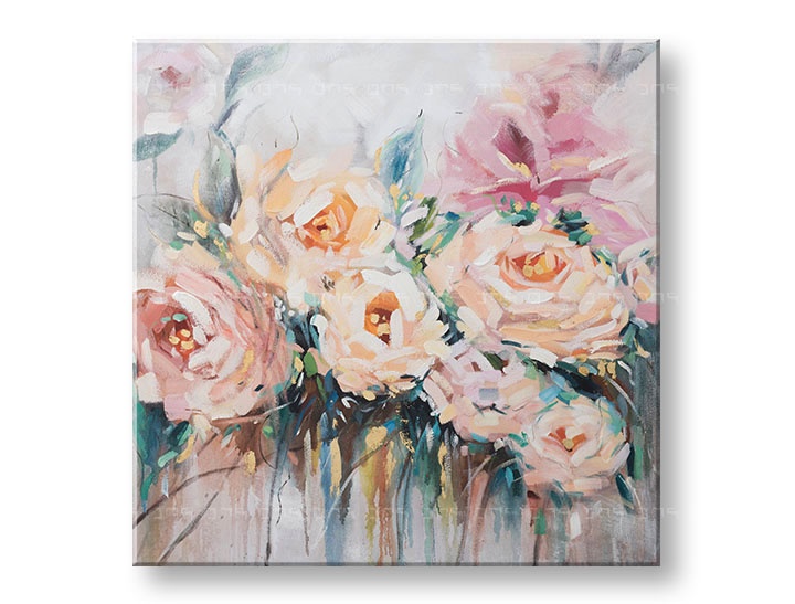 E-shop Maľovaný obraz na stenu KVETY 100x100 cm