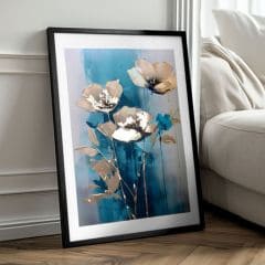 E-shop Plagát na stenu s EXTRA efektom - Teal Flowers