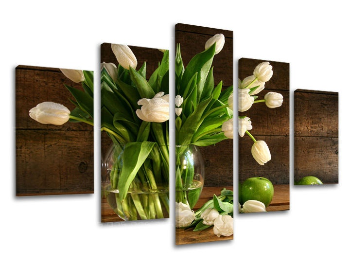 Levně 5dílná nástěnná malba KVĚTINY XOBKV113E50
