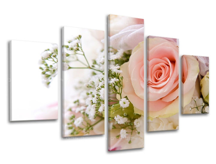 E-shop Obraz na stenu 5 dielny KVETY XOBKV134E50 - 100x80 cm