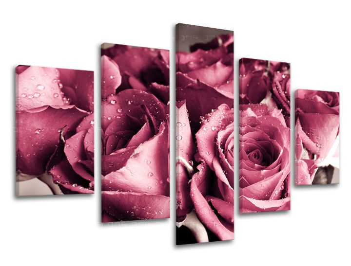 E-shop Obraz na stenu 5 dielny KVETY XOBKV139E50 - 100x80 cm