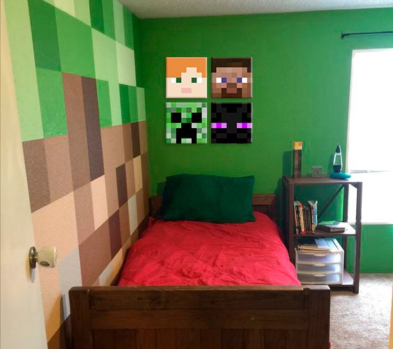E-shop Minecraft obraz - Najlepšie postavičky na plátne - Alex, Steve, Enderman, Creeper