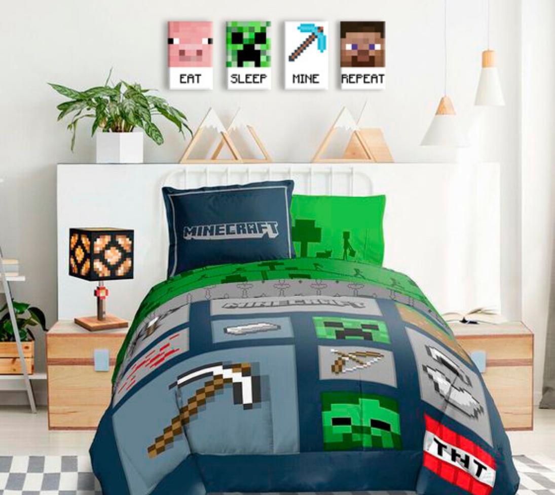 Levně Minecraft malba - Postavy na plátně - Jíst, spát, těžit, opakovat