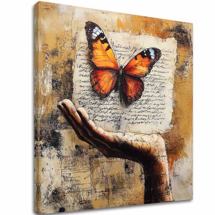 E-shop Vintage Obraz Motýľa - Príbeh lásky 60x60 cm