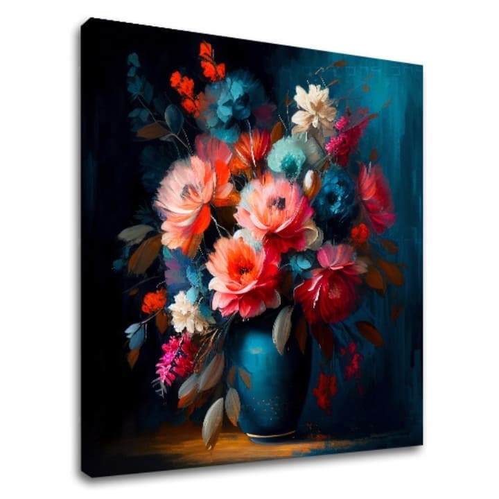 E-shop Dizajnová dekorácia na plátne Rozkvitnutie vo farbách lásky 60x60 cm