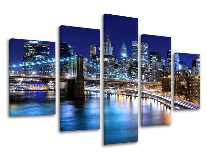 E-shop Obraz na stenu 5 dielny MESTO ME020E50 - 150x100 cm