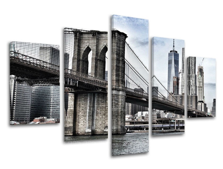 E-shop Obraz na stenu 5 dielny MESTO / NEW YORK ME115E50 - 100x80 cm