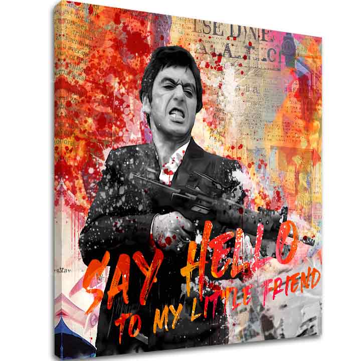 E-shop Scarface obraz na plátne Say hello to my little friend 50x50 cm