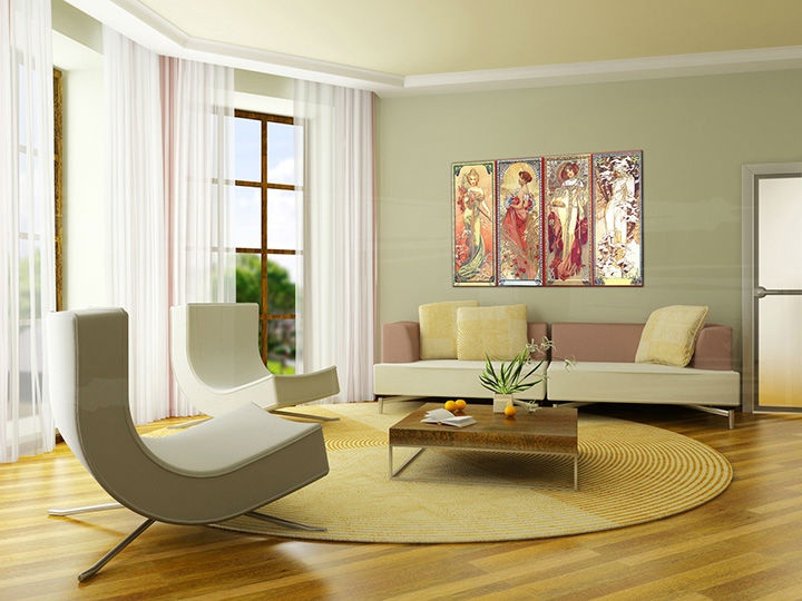 E-shop Obraz na plátne 1 dielny ŠTYRI ROČNÉ OBDOBIA – Alfons Mucha 000 REP004