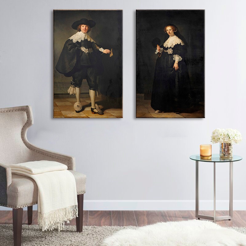 E-shop Obraz na plátne Rembrandt - Portréty Martena Soolmansa a Oopjena Coppita