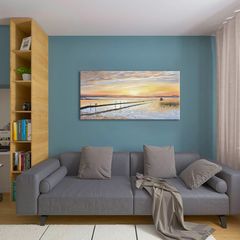 E-shop Obraz na plátne FAREBNÝ ZÁPAD SLNKA PRI POBREŽÍ 100x50 cm