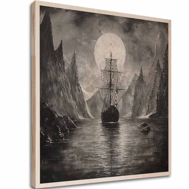 E-shop Obraz na dreve - Drakkar pod lunou