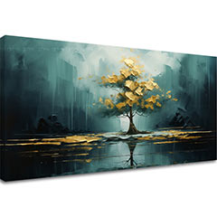 E-shop Moderný nástenný dekor Zlatý odraz v jazere - PREMIUM ART