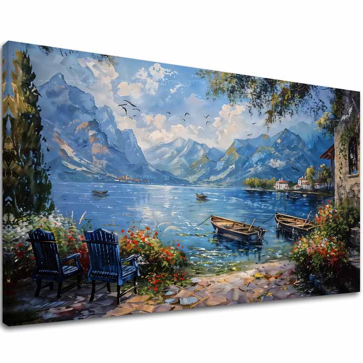 E-shop Obraz krajiny na plátne Prístav v horách | Akrylové detaily 40x60 cm