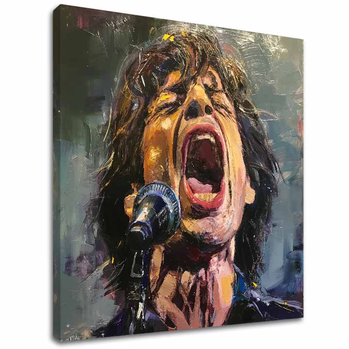 E-shop Obraz Mick Jagger - Legenda na pódiu | 100% originál domaľovaný akrylom 60x60 cm