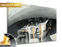 E-shop Obrazy na plátne - PREMIUM ART – Žena v klobúku Zľava 30 % 70x50 cm