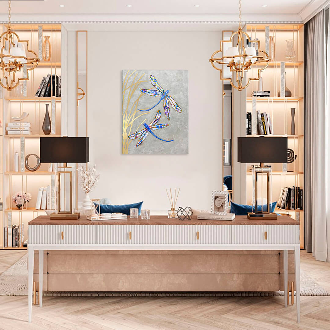 E-shop Obrazy na plátne - PREMIUM ART – Lietajúce vážky 40x50 cm