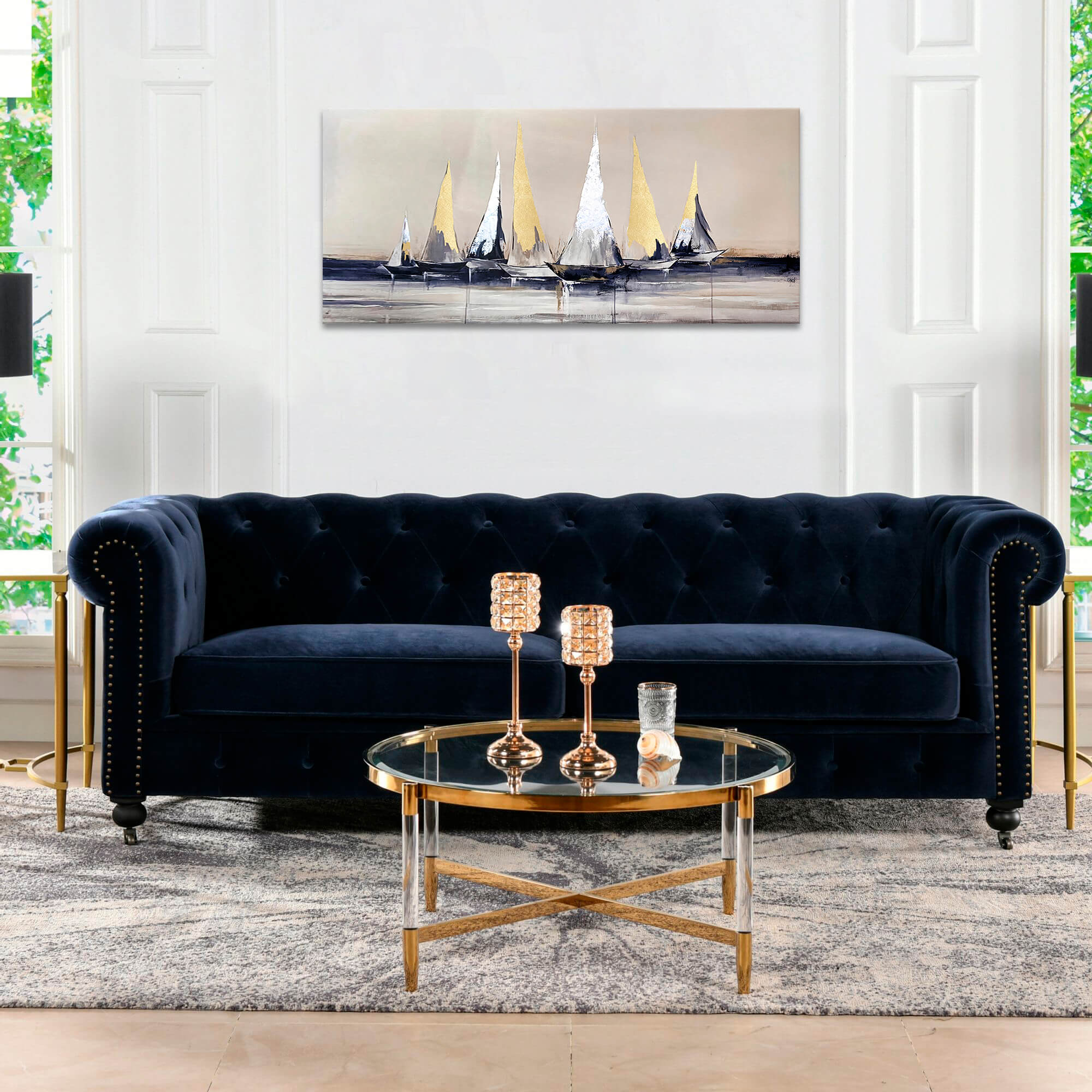 E-shop Obrazy na plátne - PREMIUM ART – Plachetnice na mori 110x50 cm