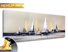E-shop Obrazy na plátne - PREMIUM ART – Plachetnice na mori Zľava 30 % 130x60 cm