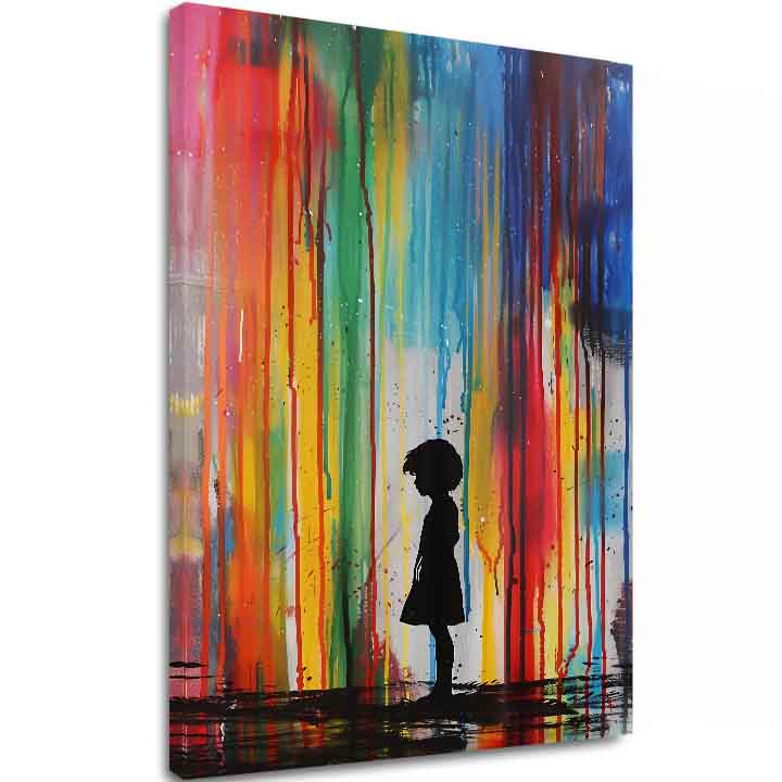 E-shop Obraz Rainbow Silhouette na plátne | Maľovaná štruktúra