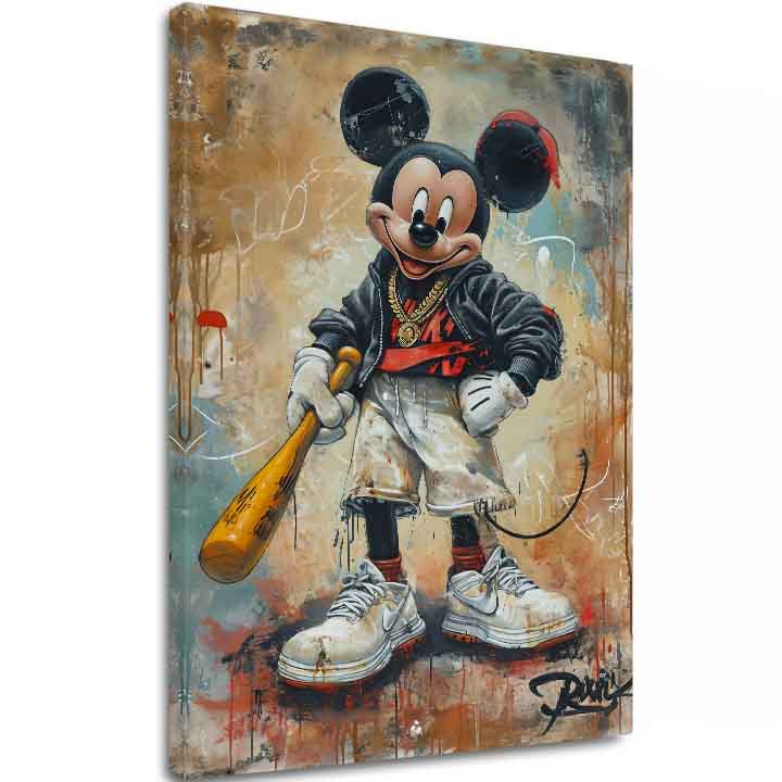 E-shop Obraz Street Mickey na plátne | Maľovaná štruktúra