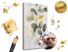 E-shop Maľovanie podľa čísel PREMIUM GOLD – Zeleno-zlaté lístie