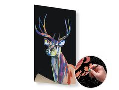 E-shop Maľovanie podľa čísel FAREBNÝ JELEŇ – nízka náročnosť SPECIAL BLACK EDITION