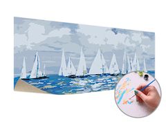 E-shop Maľovanie podľa čísel PLACHETNICE NA OBZORE – nízka náročnosť 40x80