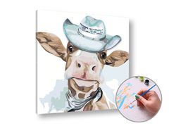 E-shop Maľovanie podľa čísel TELIATKO S KLOBÚKOM – nízka náročnosť