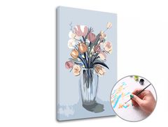 E-shop Maľovanie podľa čísel RUŽOVÁ KYTICA VO VÁZE
