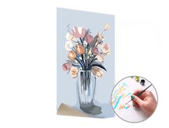 E-shop Maľovanie podľa čísel RUŽOVÁ KYTICA VO VÁZE – nízka náročnosť 40x60 cm
