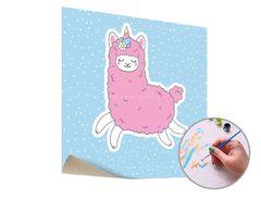 E-shop Maľovanie podľa čísel RUŽOVÁ LAMA JEDNOROŽEC – nízka náročnosť 50x50